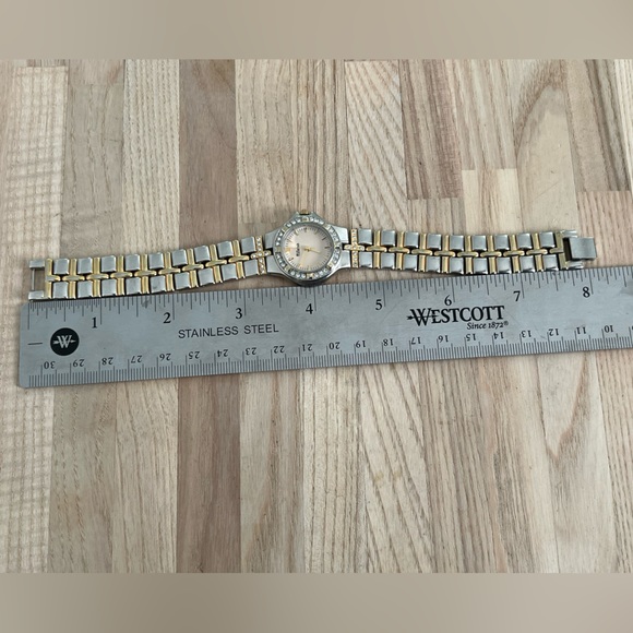 Dufonte Ladies Watch Crystal Embellishments Light Gold Dial Two Tone Bracelet - Picture 11 of 11